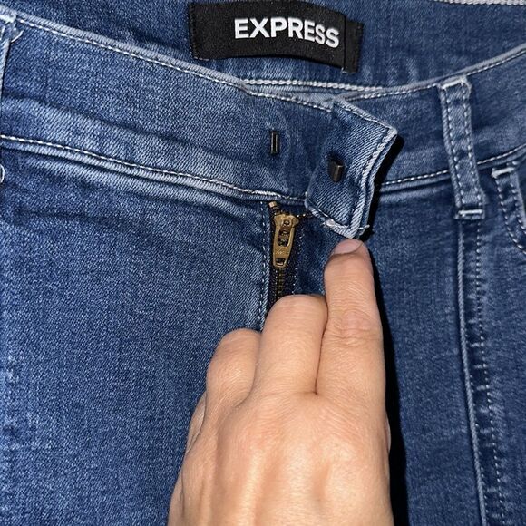 EXPRESS 12R Bell Flare High Rise Front Seam Medium Wash Blue Jeans - Picture 11 of 16